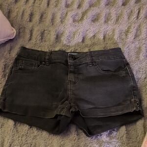 Wax Jean Black Jean Shorts Frayed Hem